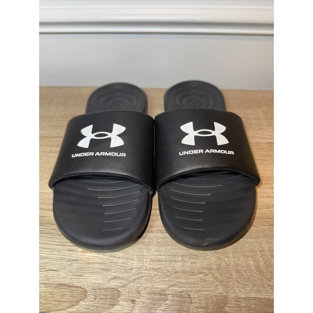 Under Armour men's UA Ansa fixed Black slides 3023761-004‎ Size 7